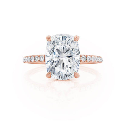 2.3 CT Elongated Cushion Hidden Halo & Pave Lab Grown Diamond Engagement Ring