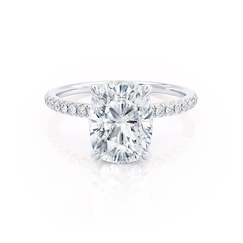 2.3 CT Elongated Cushion Hidden Halo & Pave Lab Grown Diamond Engagement Ring