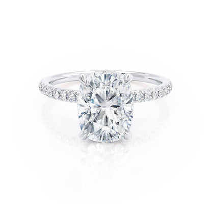 2.3 CT Elongated Cushion Hidden Halo & Pave Lab Grown Diamond Engagement Ring