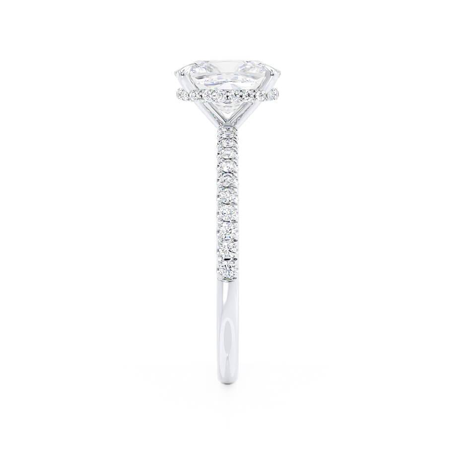 2.3 CT Elongated Cushion Hidden Halo & Pave Lab Grown Diamond Engagement Ring