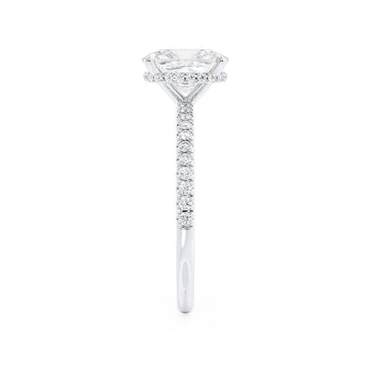2.3 CT Elongated Cushion Hidden Halo & Pave Lab Grown Diamond Engagement Ring