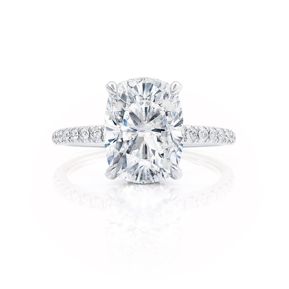 2.3 CT Elongated Cushion Hidden Halo & Pave Lab Grown Diamond Engagement Ring
