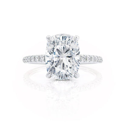 2.3 CT Elongated Cushion Hidden Halo & Pave Lab Grown Diamond Engagement Ring
