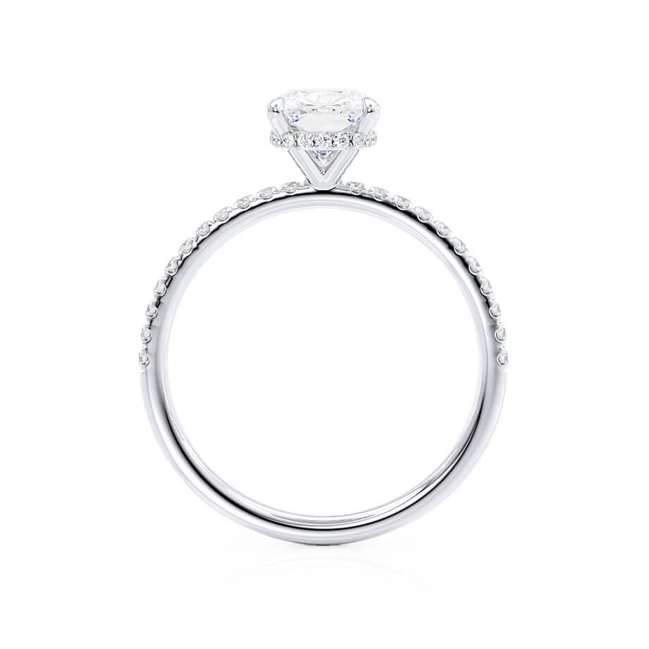 2.3 CT Elongated Cushion Hidden Halo & Pave Lab Grown Diamond Engagement Ring