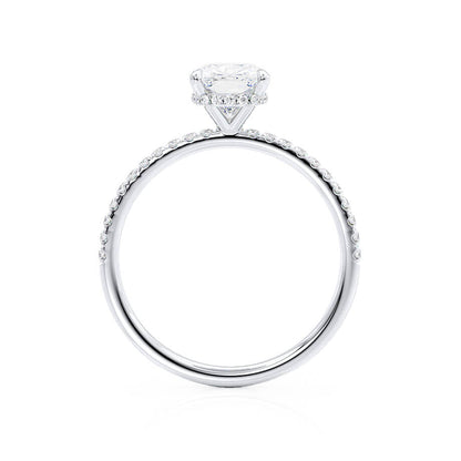 2.3 CT Elongated Cushion Hidden Halo & Pave Lab Grown Diamond Engagement Ring