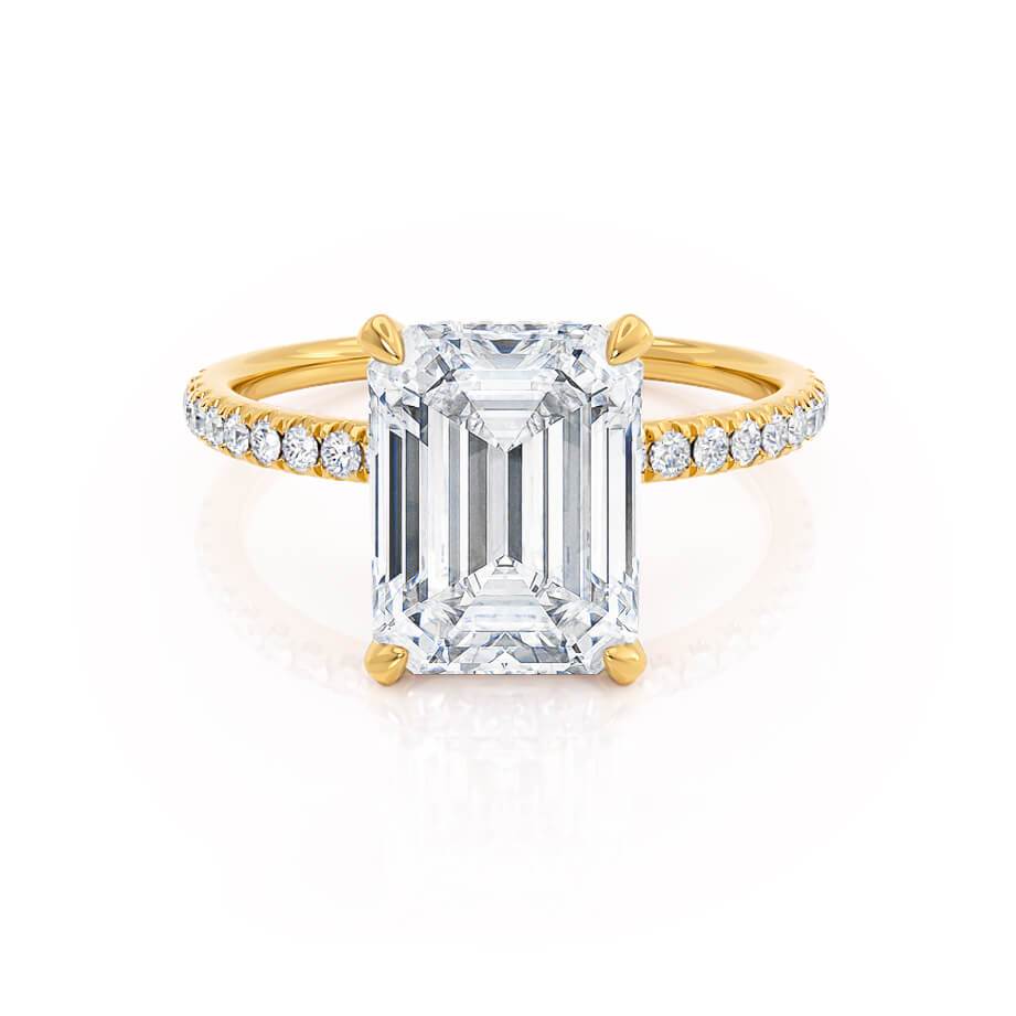 1.75 CT Emerald Hidden Halo & Pave Lab Grown Diamond Engagement Ring