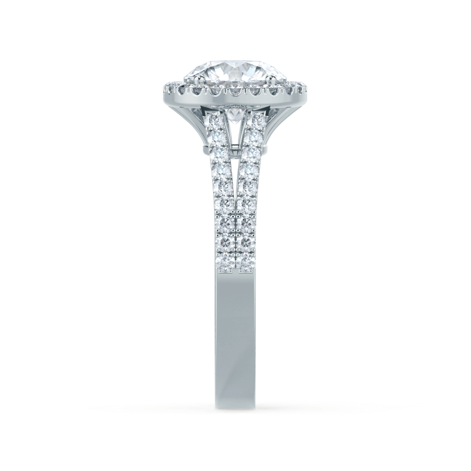 0.5 CT Round Halo, Pave & Split Shank  Lab Grown Diamond Engagement Ring