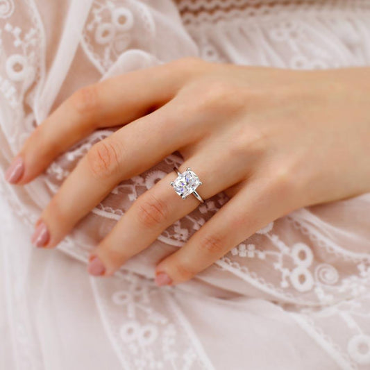 3.34 CT Elongated Cushion Solitaire  Lab Grown Diamond Engagement Ring