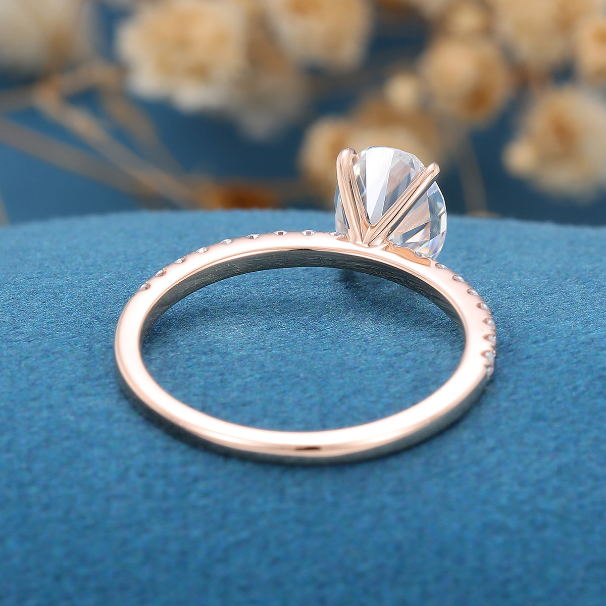 1.33 CT Oval Pave Lab Grown Diamond Engagement Ring