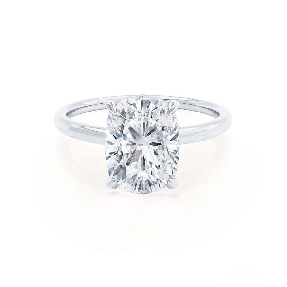 1.5 CT Elongated Cushion Hidden Halo Lab Grown Diamond Engagement Ring