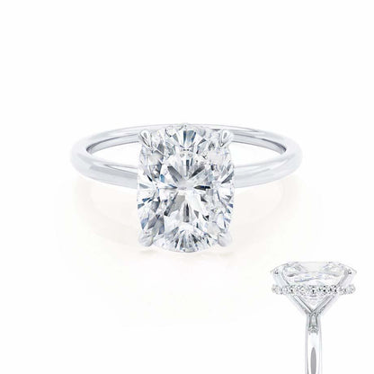 1.5 CT Elongated Cushion Hidden Halo Lab Grown Diamond Engagement Ring