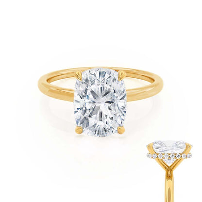 2 CT Elongated Cushion Hidden Halo Lab Grown Diamond Engagement Ring