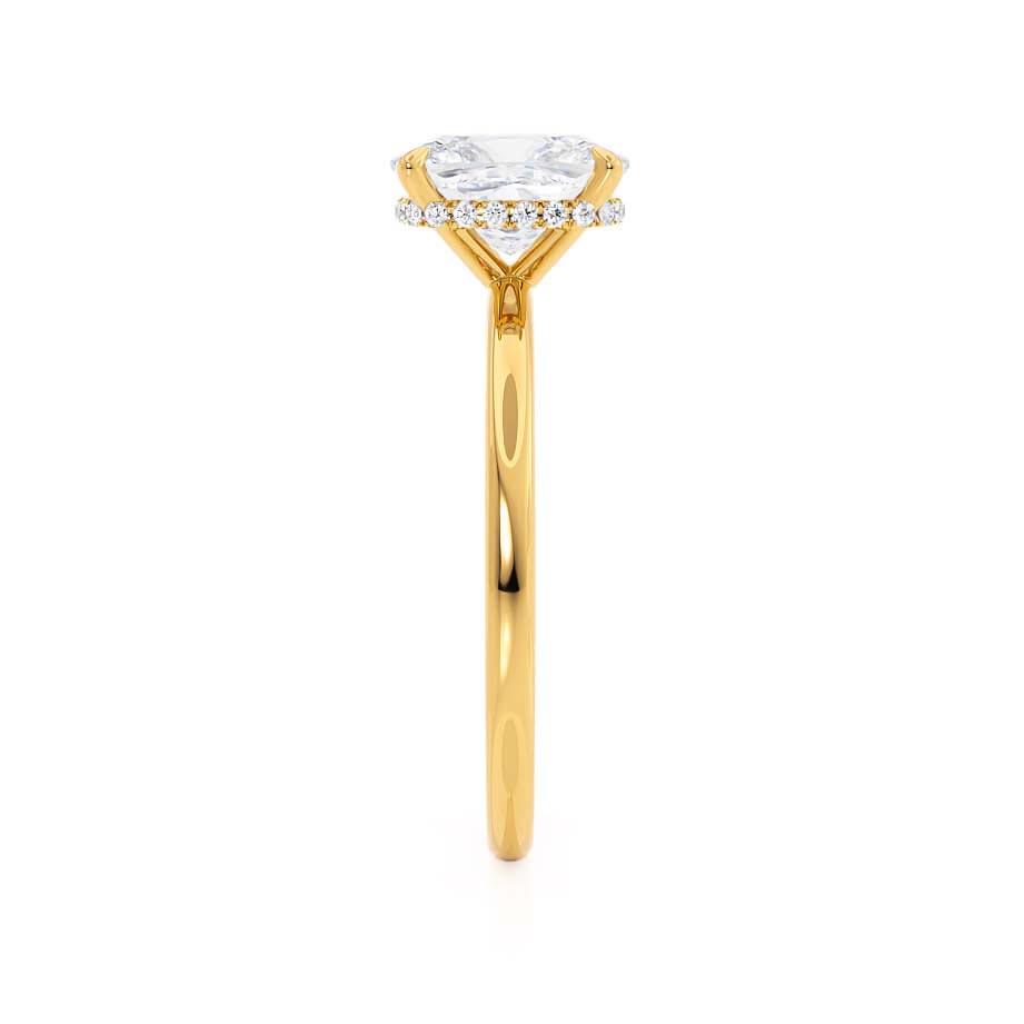 2 CT Elongated Cushion Hidden Halo Lab Grown Diamond Engagement Ring