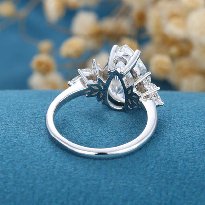 3.09 CT Pear Cluster Lab Grown Diamond Engagement Ring