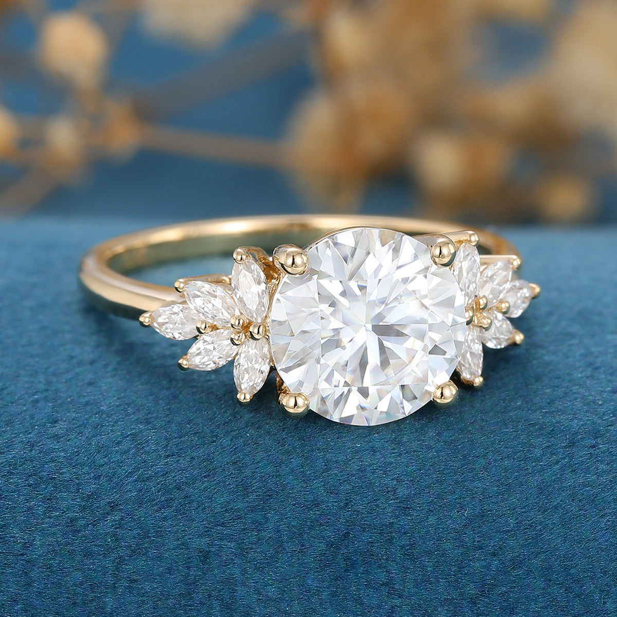 1.9 CT Oval Cluster Lab Grown Diamond Engagement Ring