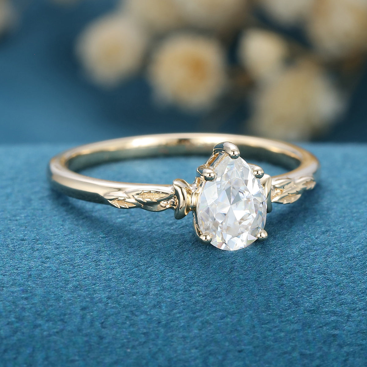 0.69 CT Pear Solitaire Lab Grown Diamond Engagement Ring