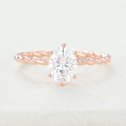 1.33 CT Oval Solitaire Twisted Shank Lab-Grown Diamond Engagement Ring