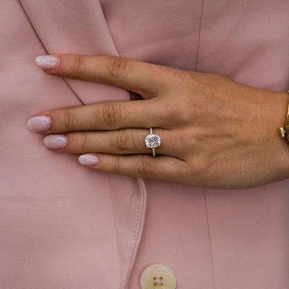 2.8 CT Cushion Pave Lab Grown Diamond Engagement Ring